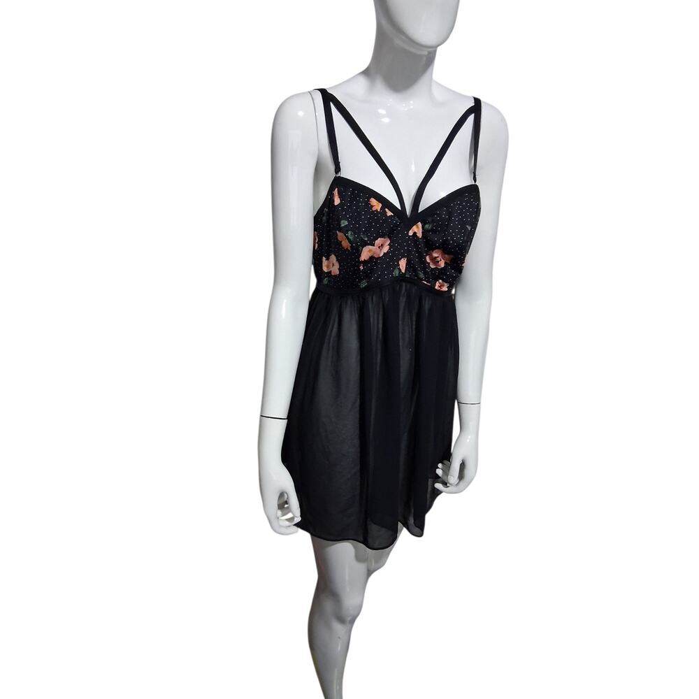 Torrid Curve Women’s size 1X Floral‎ Strappy Sheer Flowy Babydoll Lingerie Mini
